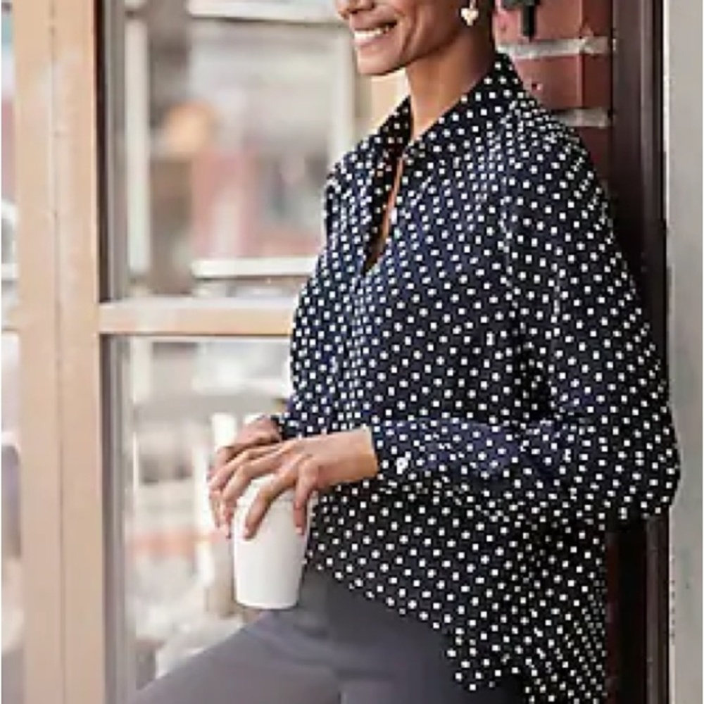 J.Jill navy polka dot button down new with tags